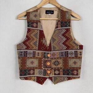 Liberated Wear Tapestry Vest Medium Geometric Patterned Southwestern Artsy